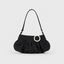 Black Polka Dot Shoulder Bag with White Ring Buckle