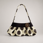 Cream and Brown Polka Dot Shoulder Bag with Button
