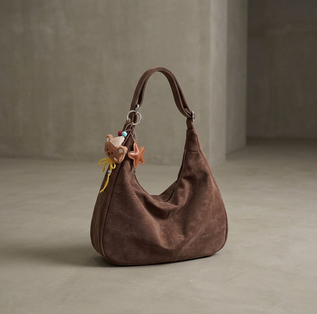 Vintage Washed Leather Hobo Bag Main image