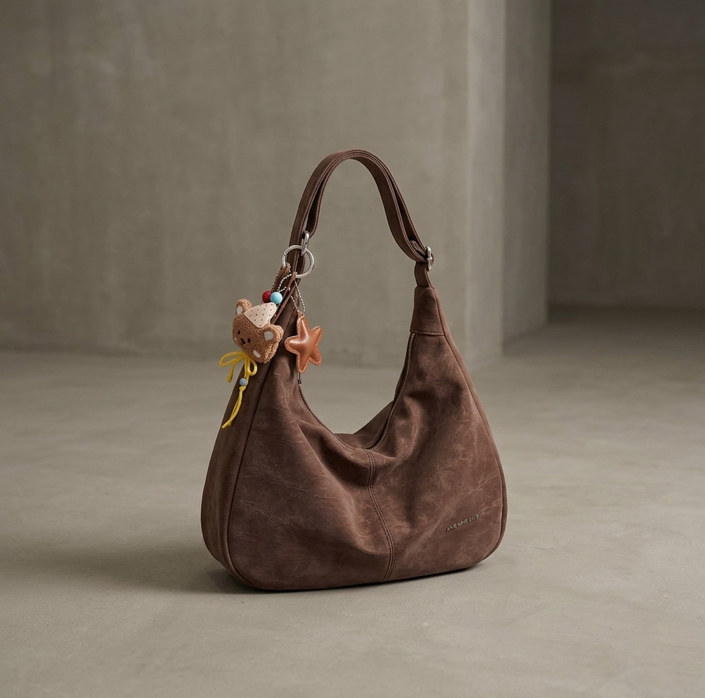 Vintage Washed Leather Hobo Bag