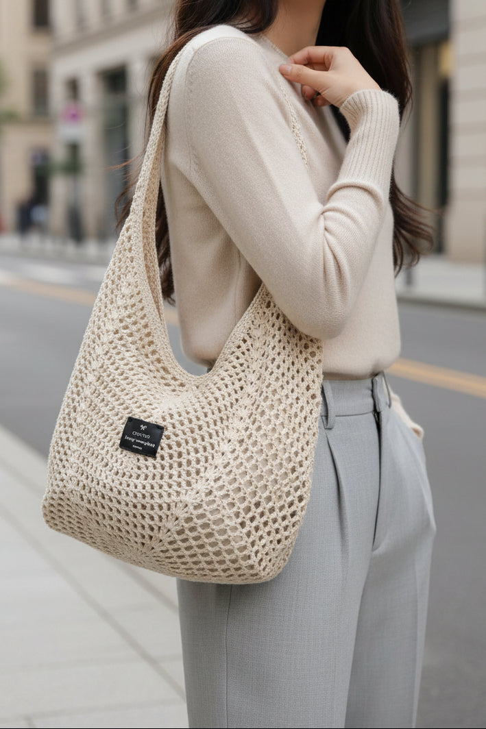 Woven Open-Weave Tote