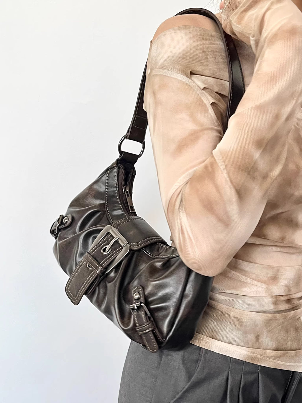 Vintage Leather Saddle Tote Bag | Slouchy Shoulder Bag for Everyday Use