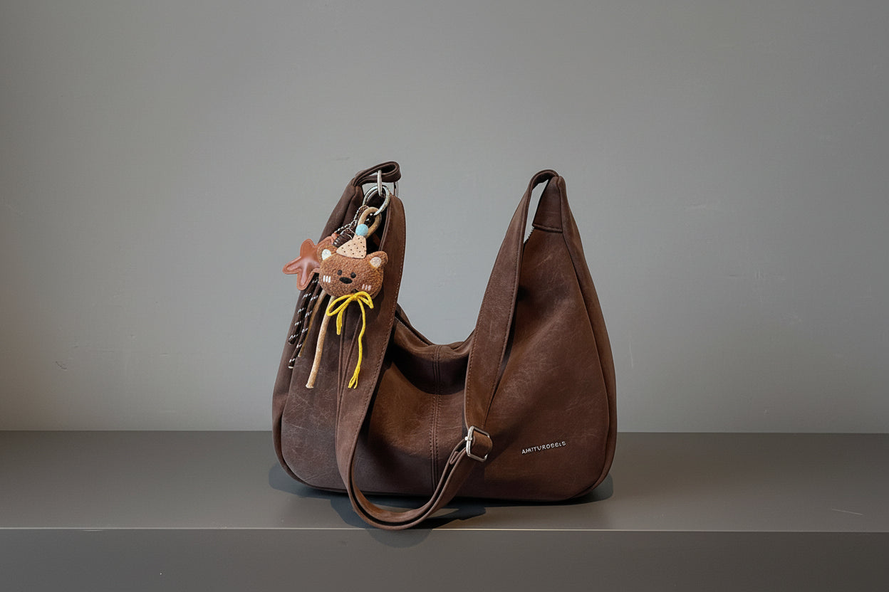 Vintage Washed Leather Hobo Bag